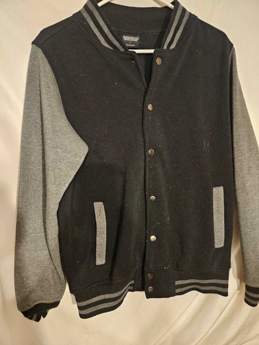 Criminal Damage Black and Grey Varsity Jacket